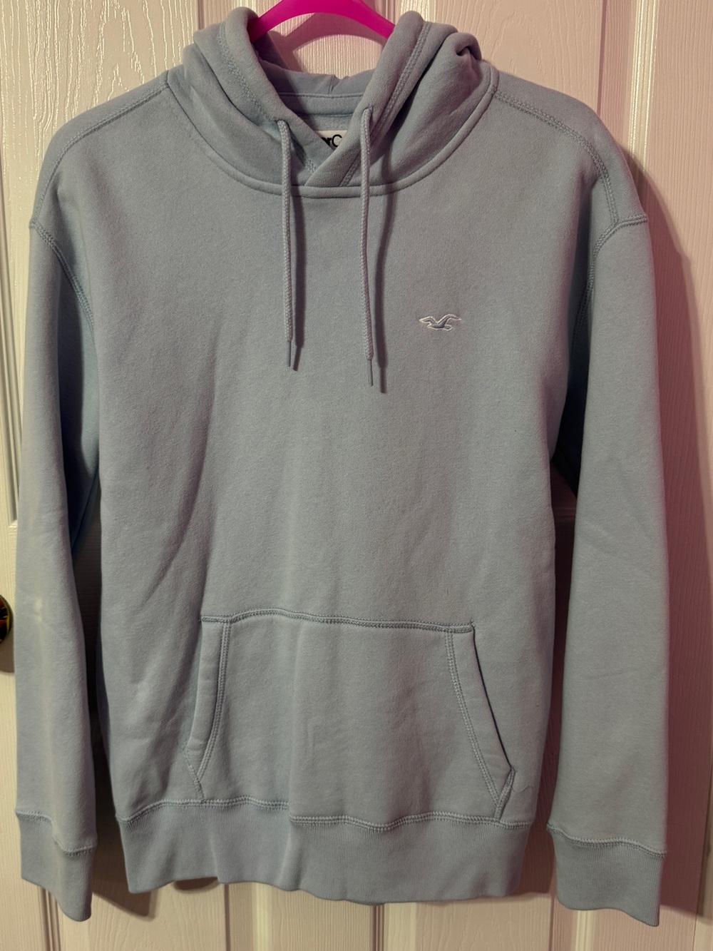 Hollister Men's Pale Blue Pullover Hoodie